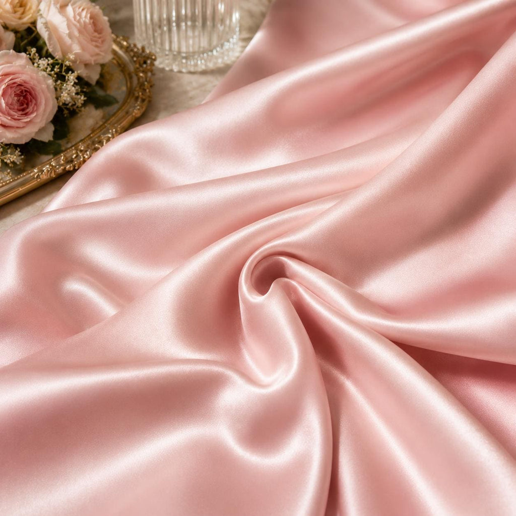 Blush Pink Satin Fabric by the Yard, Luxury Dress Fabric for Evening Gowns, Prom Dresses, Pageant Dresses, Cocktail Wear & Formal Sewing
