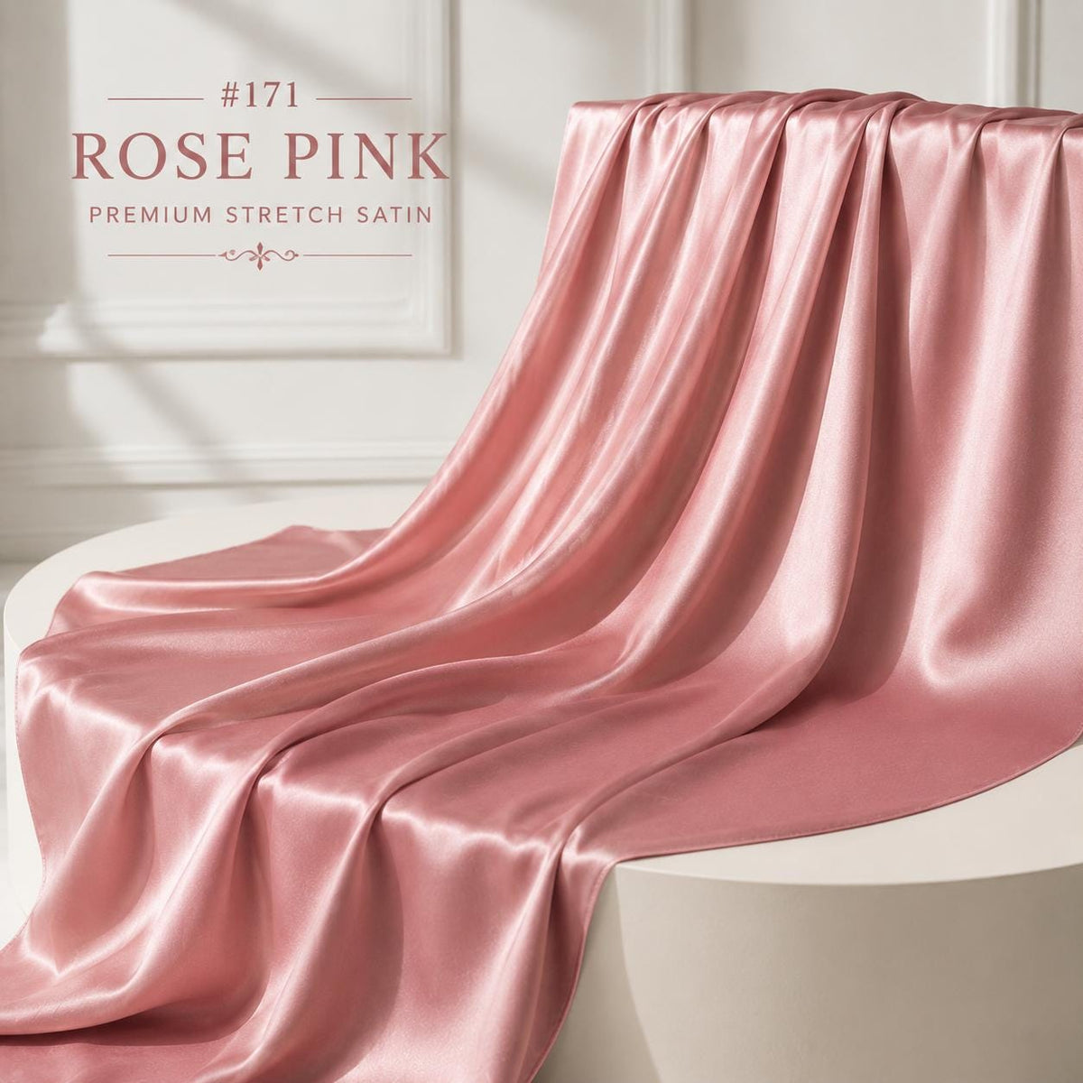 Rose Pink Stretch Satin Fabric by the Yard, Luxury Satin Fabric for Wedding Decor, Event Styling and Party Decorations