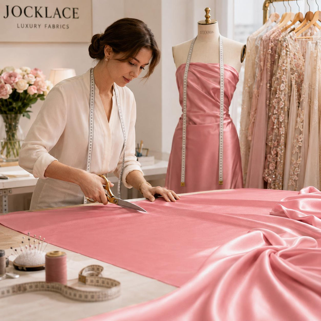 Rose Pink Stretch Satin Fabric by the Yard, Luxury Satin Fabric for Wedding Decor, Event Styling and Party Decorations