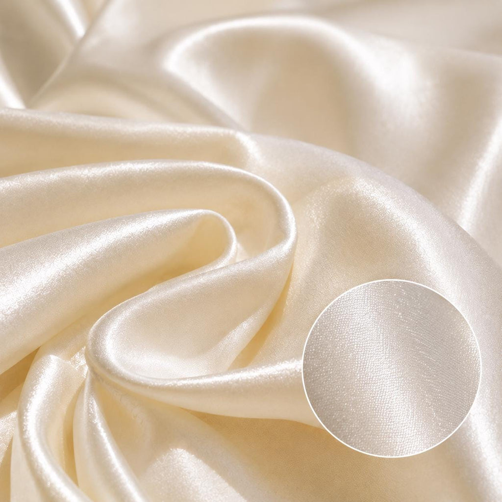 Ivory Silky Satin Fabric by the Yard, Premium Polyester Satin for Wedding Decor, Table Styling, Event Draping & DIY Crafts