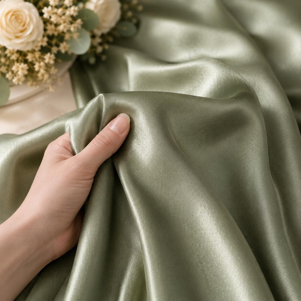 Dusty Sage Stretch Satin Fabric by the Yard