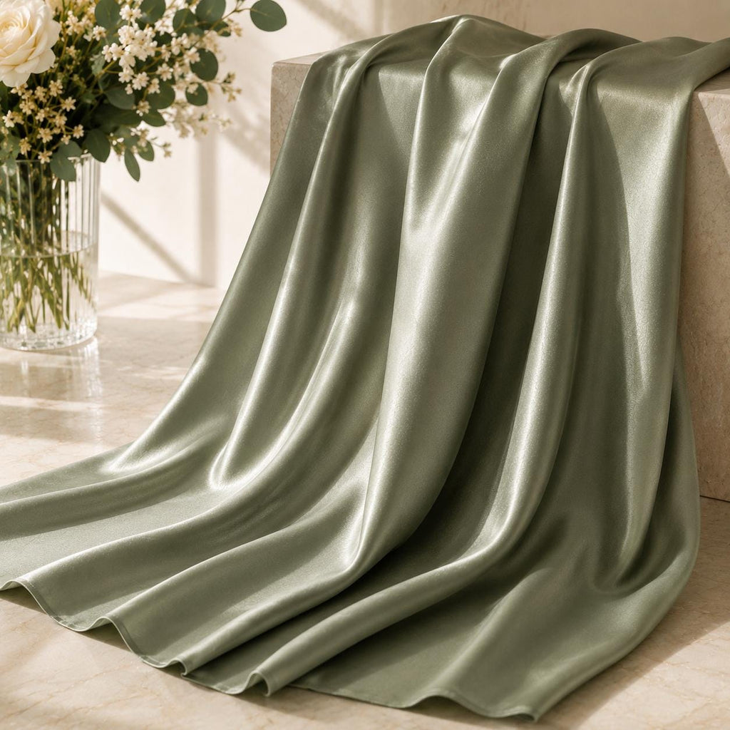 Dusty Sage Stretch Satin Fabric by the Yard