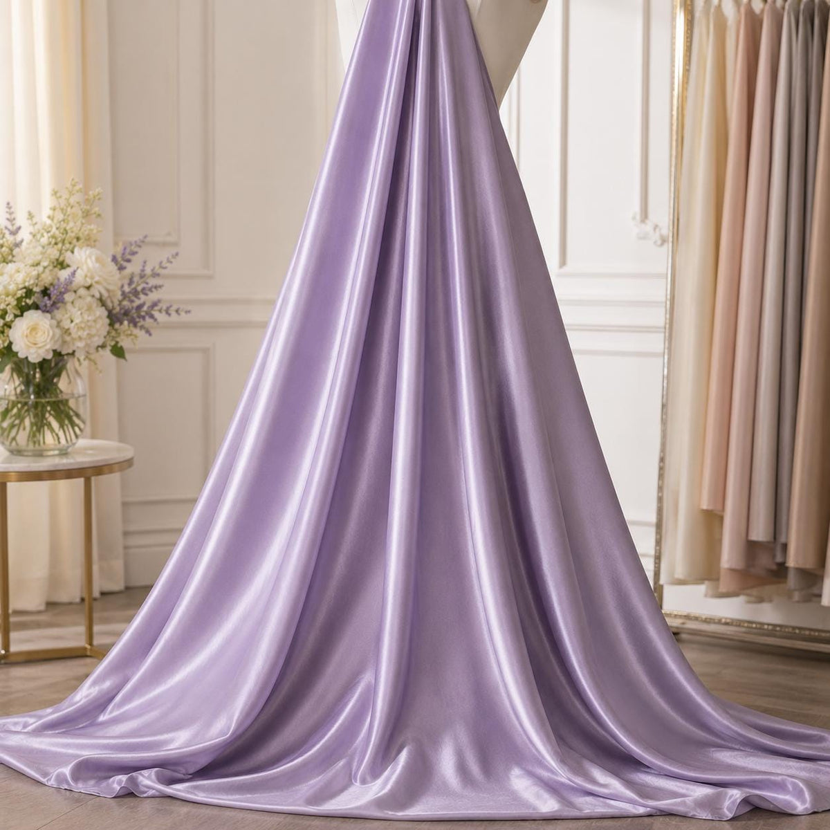 Lavender Stretch Satin Fabric by the Yard