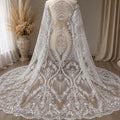 White Embroidered Lace Fabric by the Yard, Luxury Beaded Mesh for Bridal Veils, Overskirt, Cape, Sleeves, Corset, DIY Couture Sewing