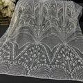 Luxury White Sequin Lace Fabric, Beaded Bridal Tulle Mesh, Couture Wedding Dress Fabric, Scalloped Embroidery Lace