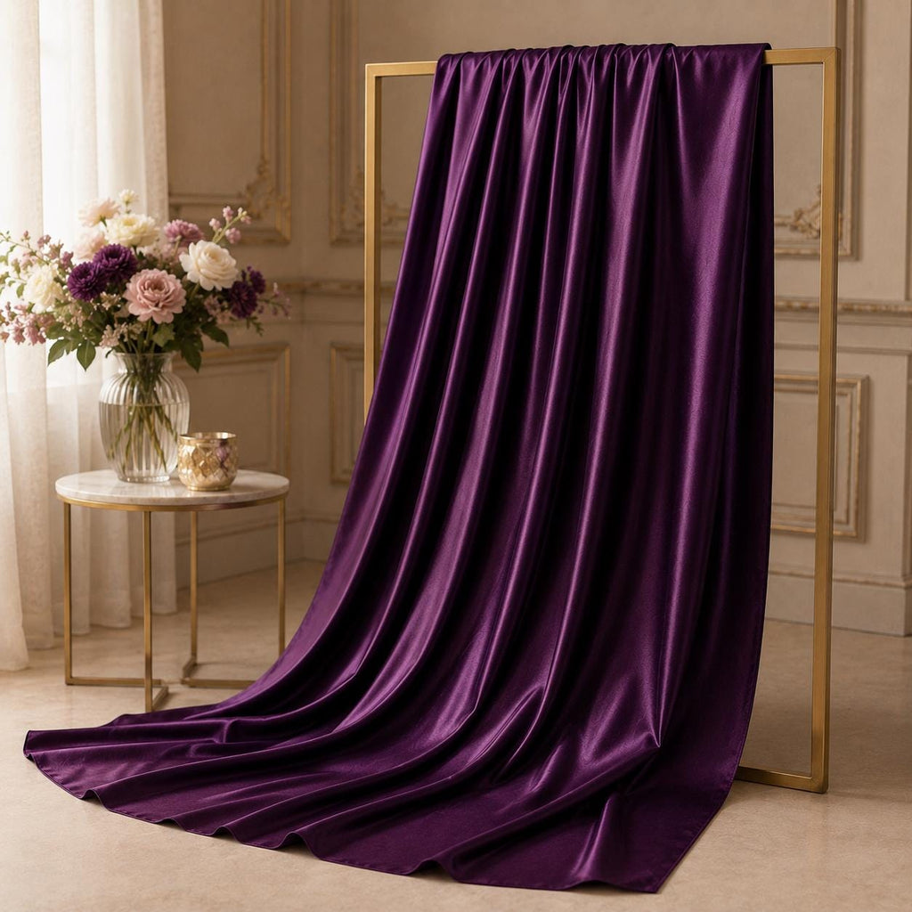 Plum Purple Stretch Satin Fabric by the Yard, Luxury Satin Fabric for Pageant Dresses, Prom Gowns and Evening Wear
