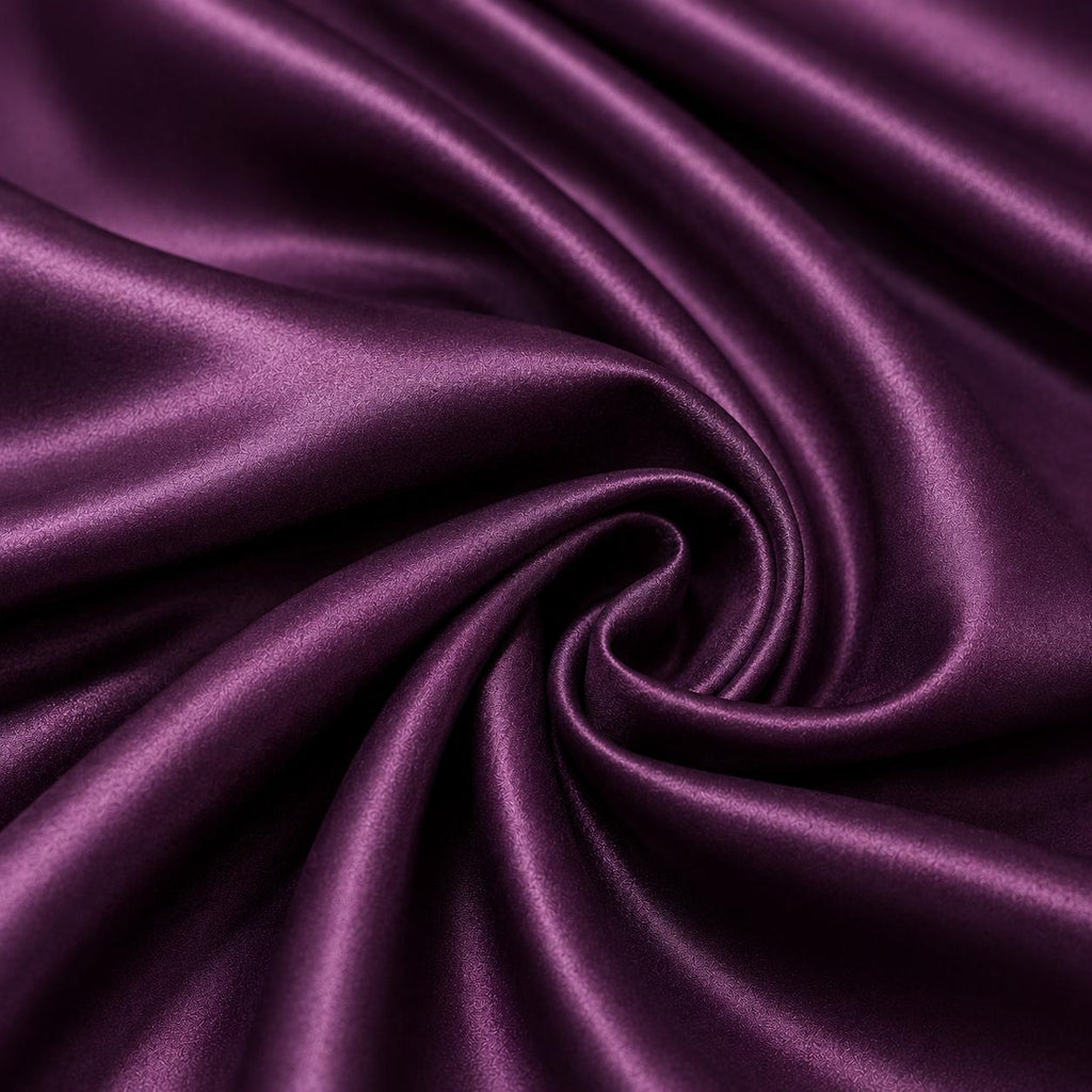 Plum Purple Stretch Satin Fabric by the Yard, Luxury Satin Fabric for Pageant Dresses, Prom Gowns and Evening Wear