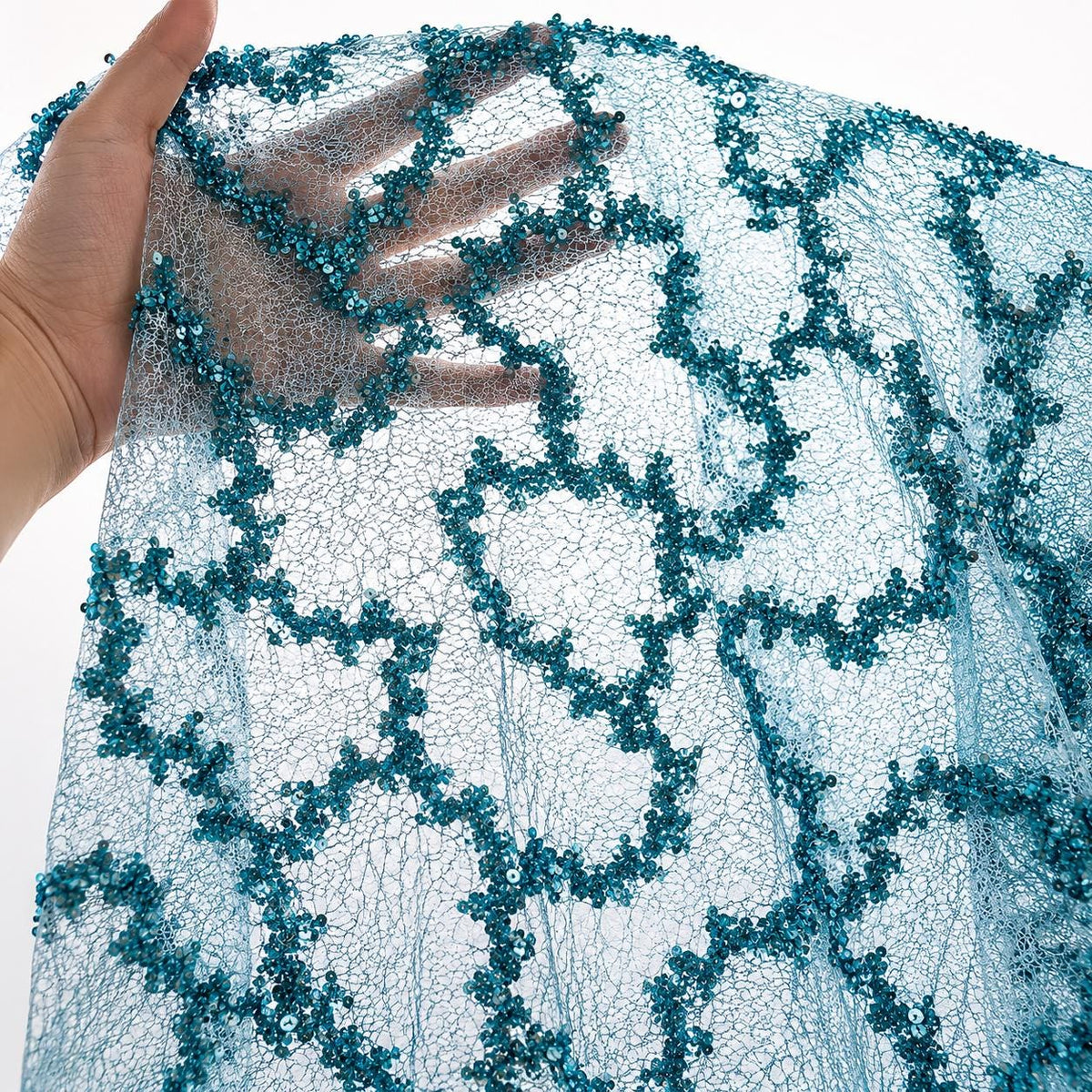 Luxury Beaded Sequin Lace Fabric by the Yard, Bridal Lace Fabric, Wedding Dress Fabric, Couture Embroidery Tulle  Evening Gown, Sold by Yard