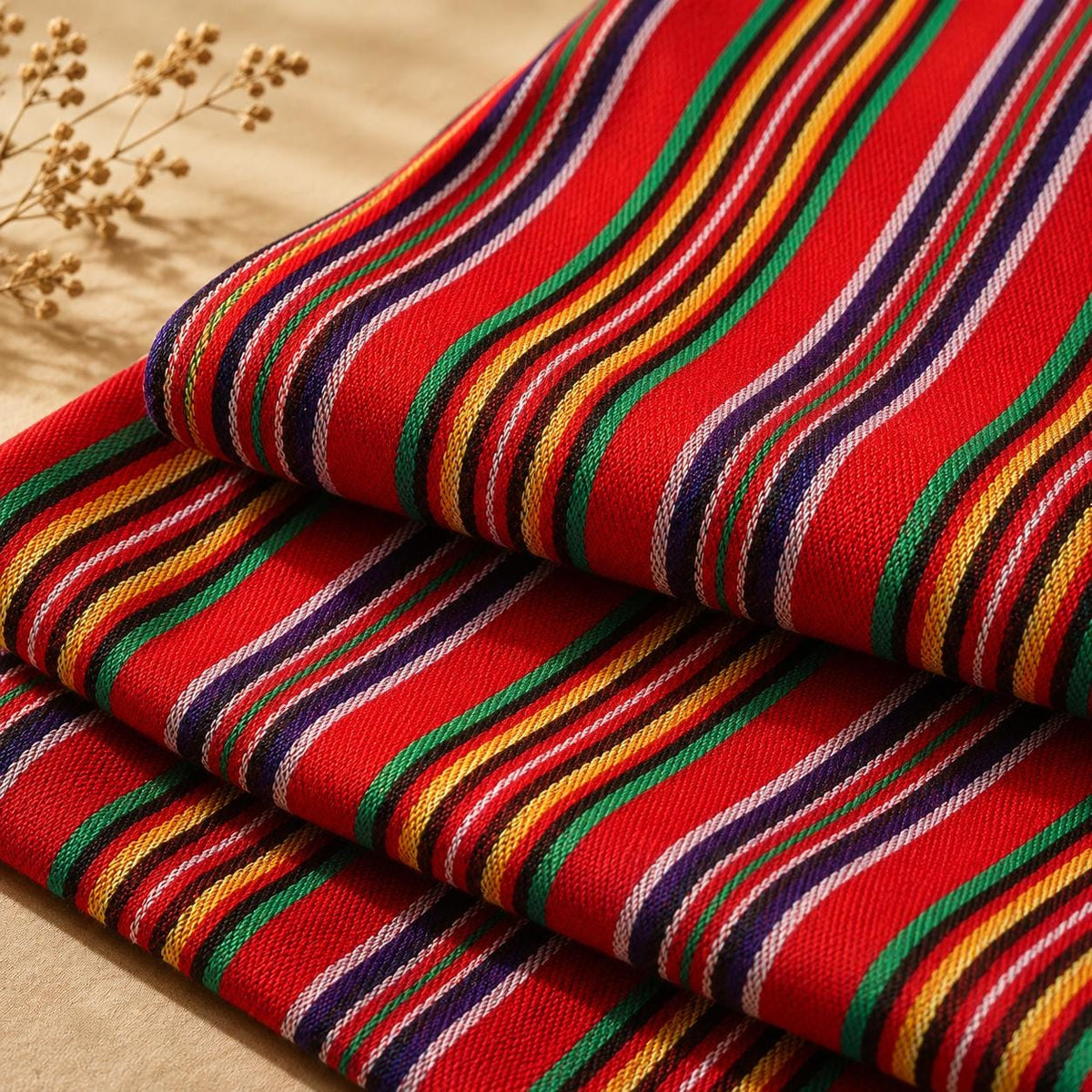 Table Runner Fabric by the Yard, Southwestern Woven Textile, Boho Stripe Fabric, Rustic Dining Decor, Ethnic Fabric for DIY Table Linen
