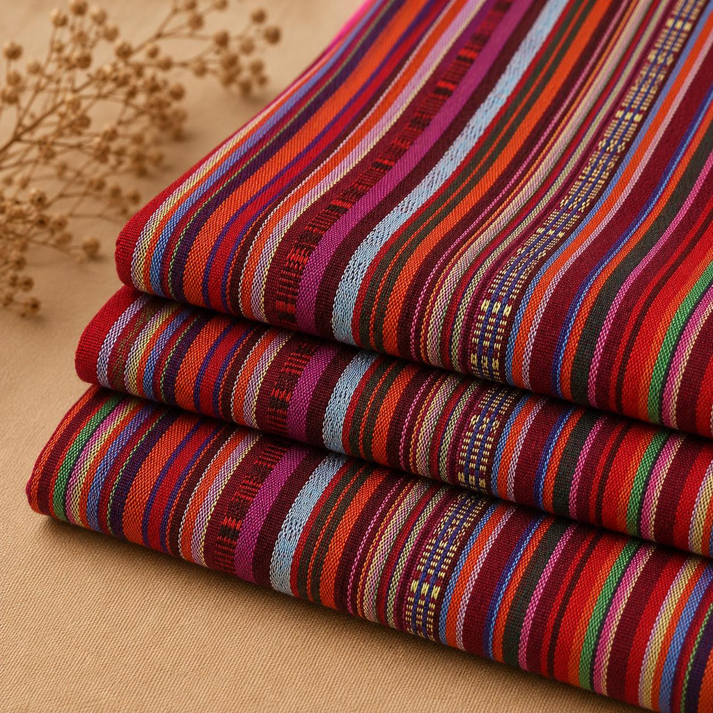 Table Runner Fabric by the Yard, Southwestern Woven Textile, Boho Stripe Fabric, Rustic Dining Decor, Ethnic Fabric for DIY Table Linen