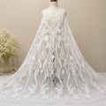 Pearl Embroidered Tulle Lace Fabric by the Yard, Bridal Veil Fabric, Luxury Lace for Veils, Headpiece, Wedding Accessories & Couture Sewing