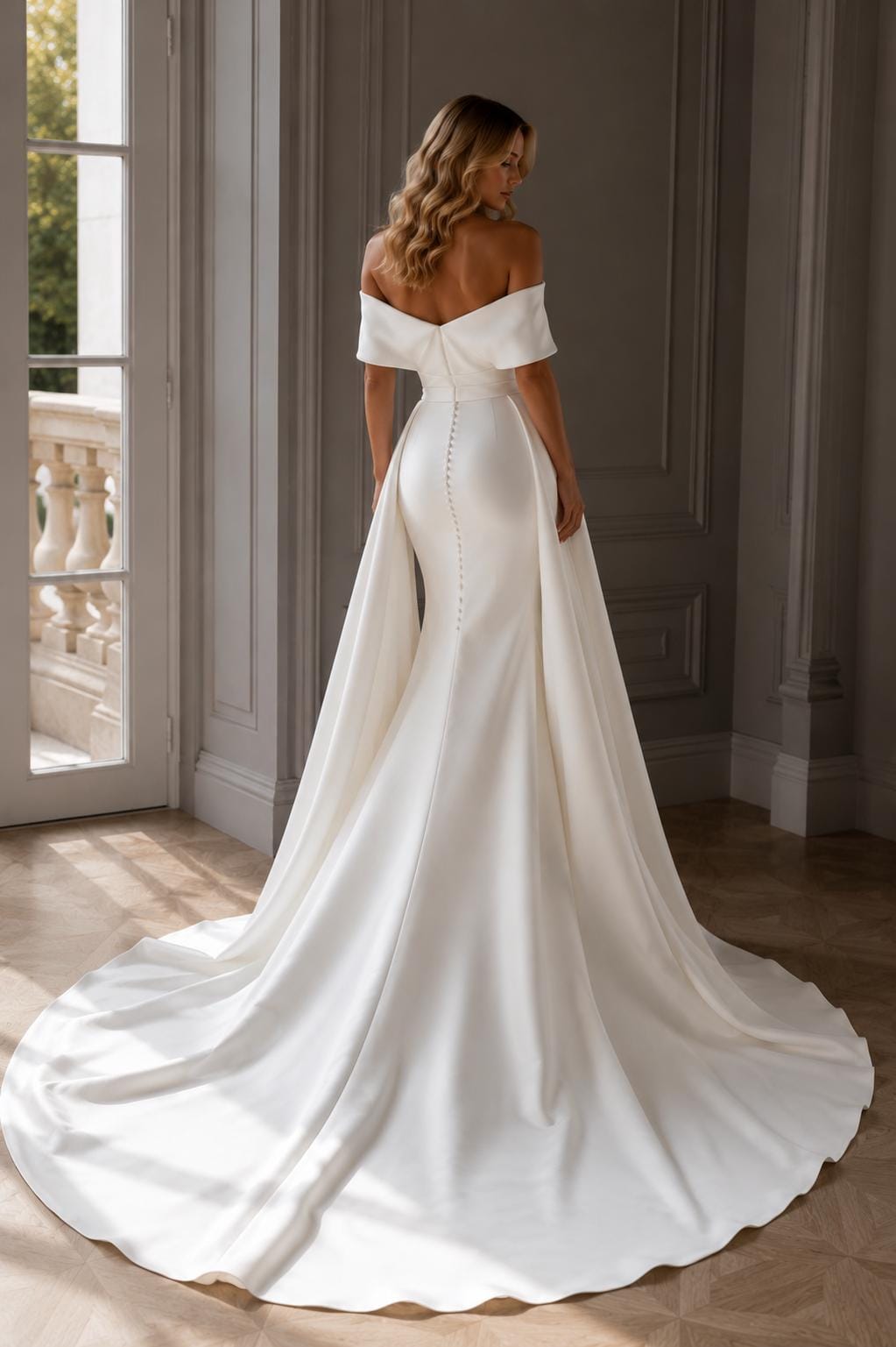 Minimalist Off-the-Shoulder Mermaid Wedding Dress