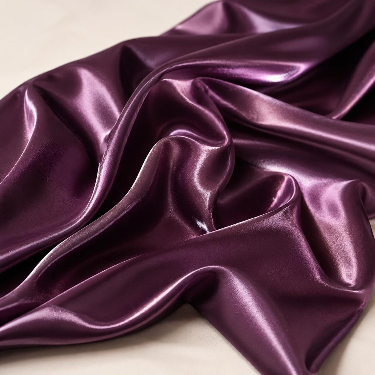 High Shine Bridal Satin Fabric by the Yard, Glossy Plum Purple Polyester Satin for Wedding Dress, Bridesmaid Gown, Decor & Sewing