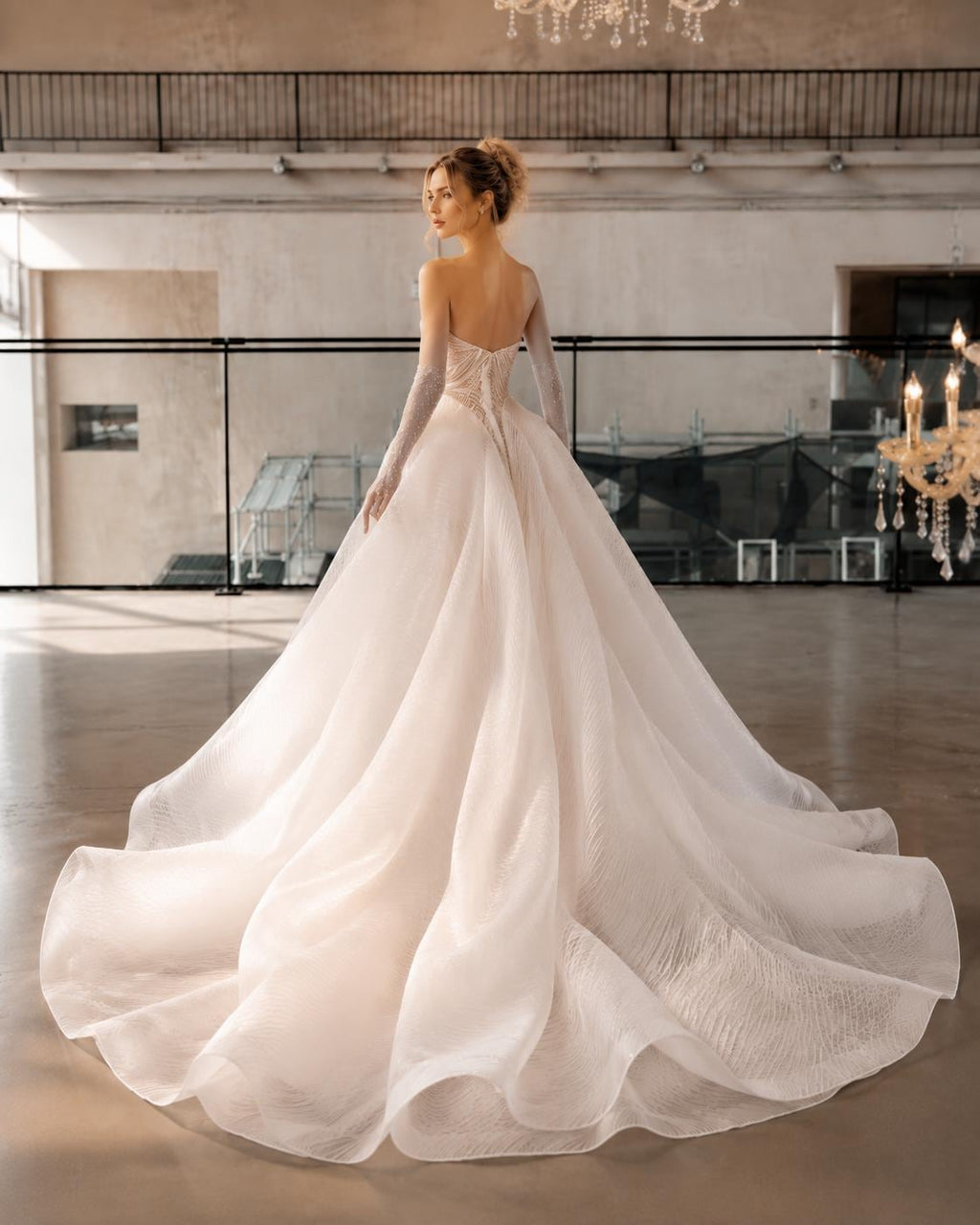 Pearl Beaded Mermaid Wedding Dress with Detachable Overskirt