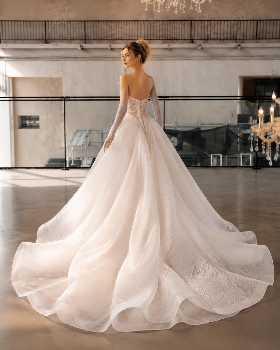 Pearl Beaded Mermaid Wedding Dress with Detachable Overskirt