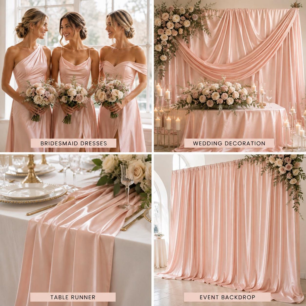 Blush Pink Stretch Satin Fabric by the Yard