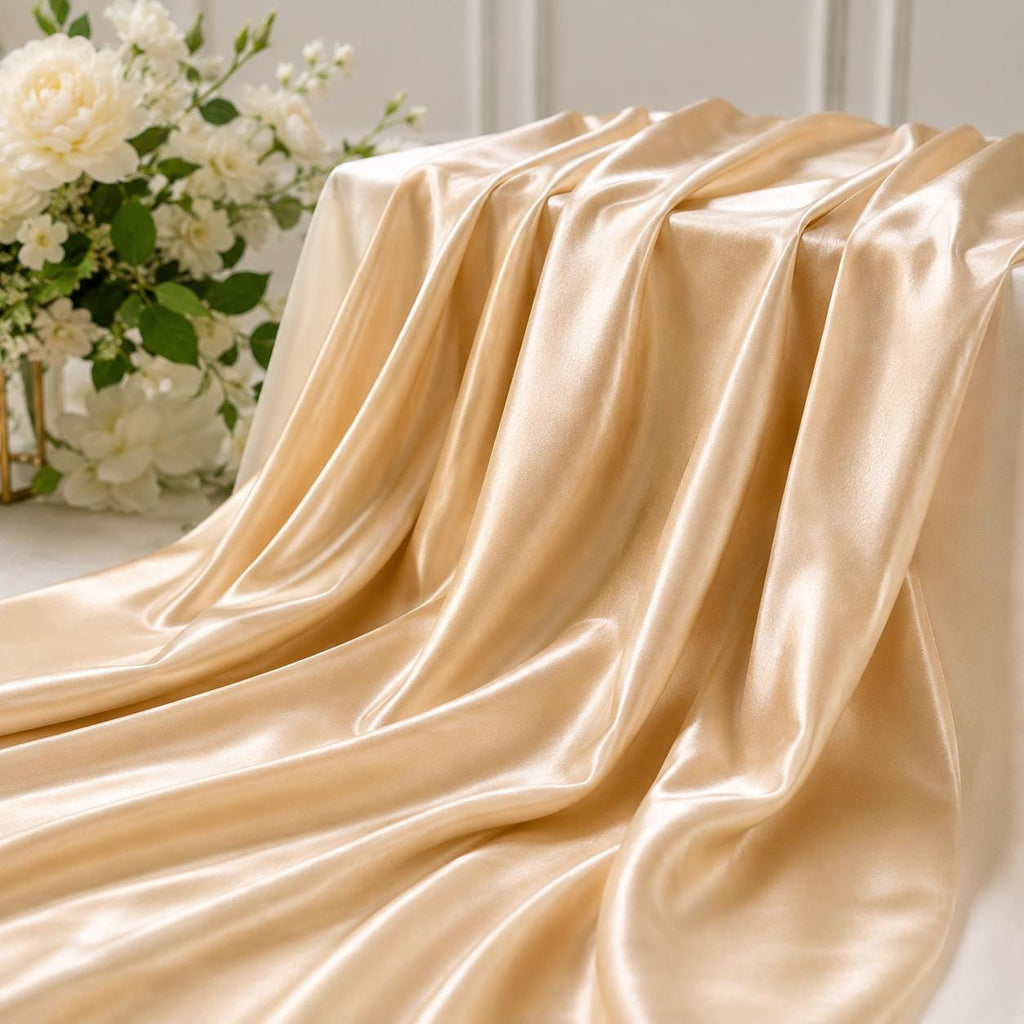 Champagne Stretch Satin Fabric by the Yard