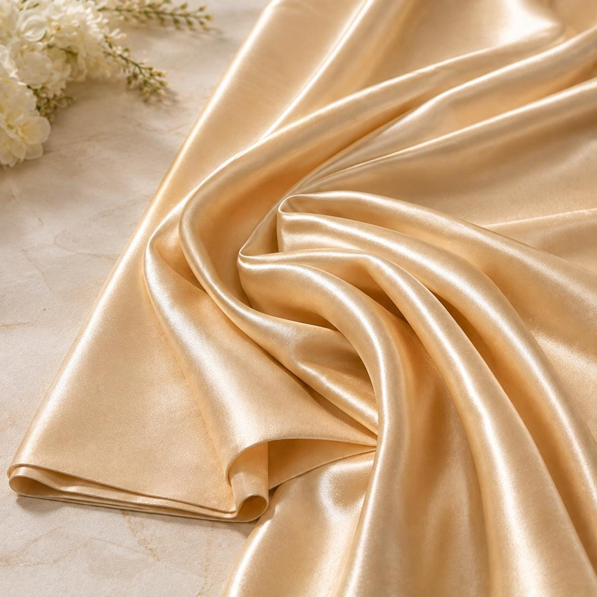 Champagne Stretch Satin Fabric by the Yard