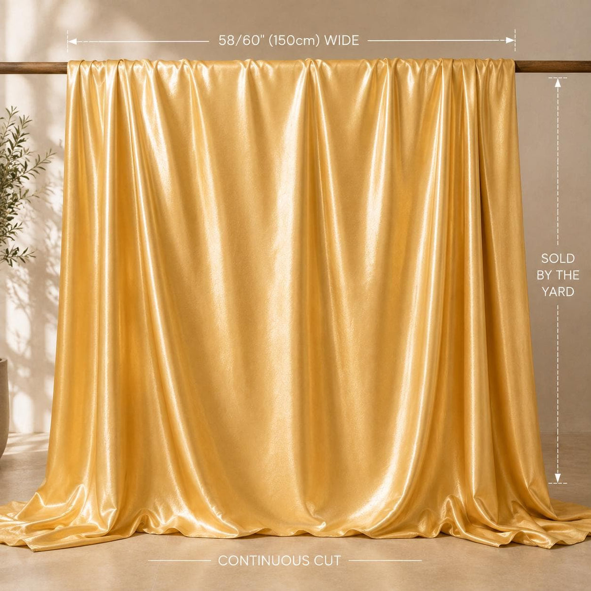 Light Gold Stretch Satin Fabric by the Yard, Luxury Bridal Satin Fabric, Wedding Dress Fabric, Bridesmaid Dress Material, Silky Apparel