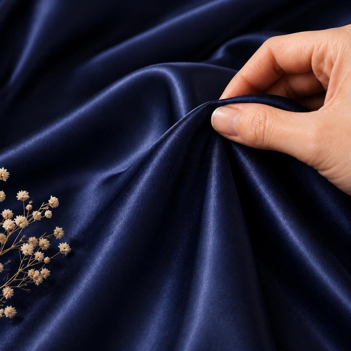 Navy Blue Satin Fabric by the Yard for Event Draping