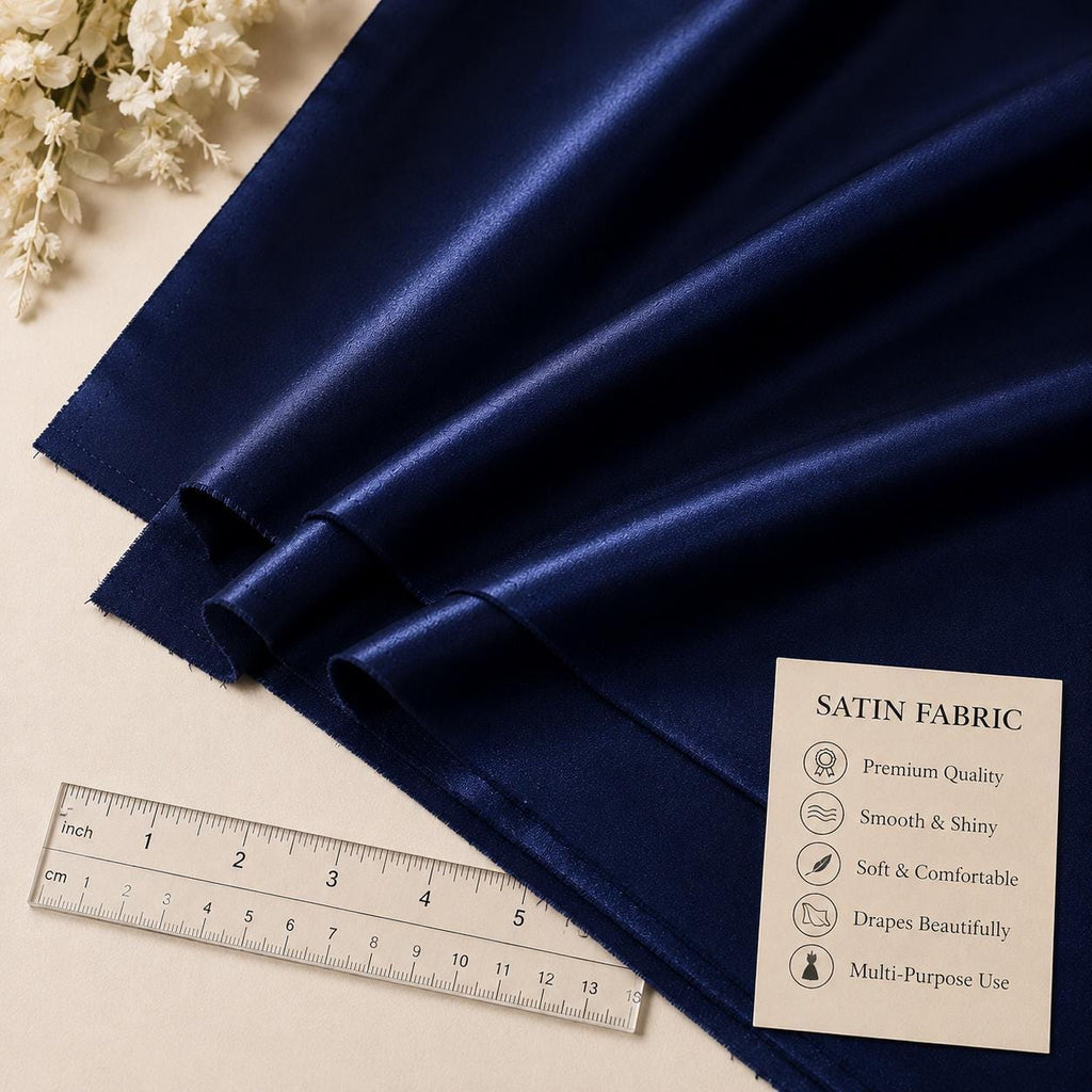 Navy Blue Satin Fabric by the Yard for Event Draping