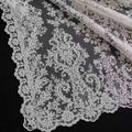 Wedding Dress Lace Fabric by the Yard, White Floral Embroidery Lace, Bridal Veil Lace, Double Border Lace, Luxury Wedding Fabric