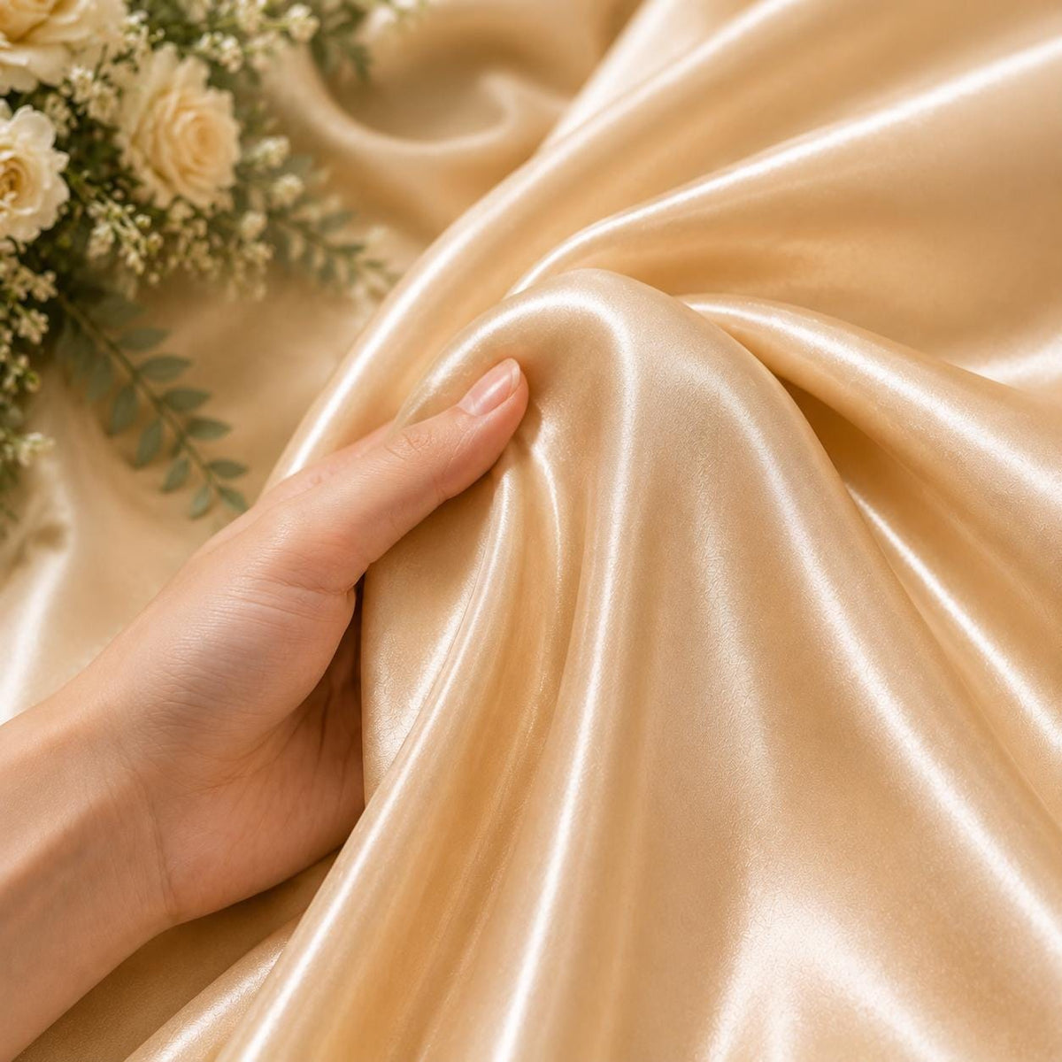 Champagne Satin Fabric by the Yard for Wedding Decor