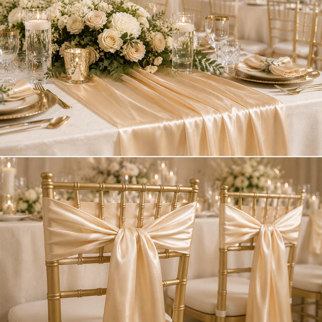 Champagne Satin Fabric by the Yard for Wedding Decor
