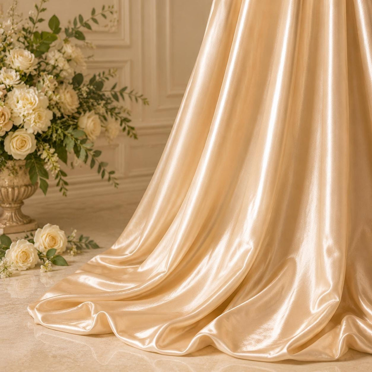 Champagne Satin Fabric by the Yard for Wedding Decor