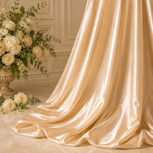 Champagne Satin Fabric by the Yard for Wedding Decor