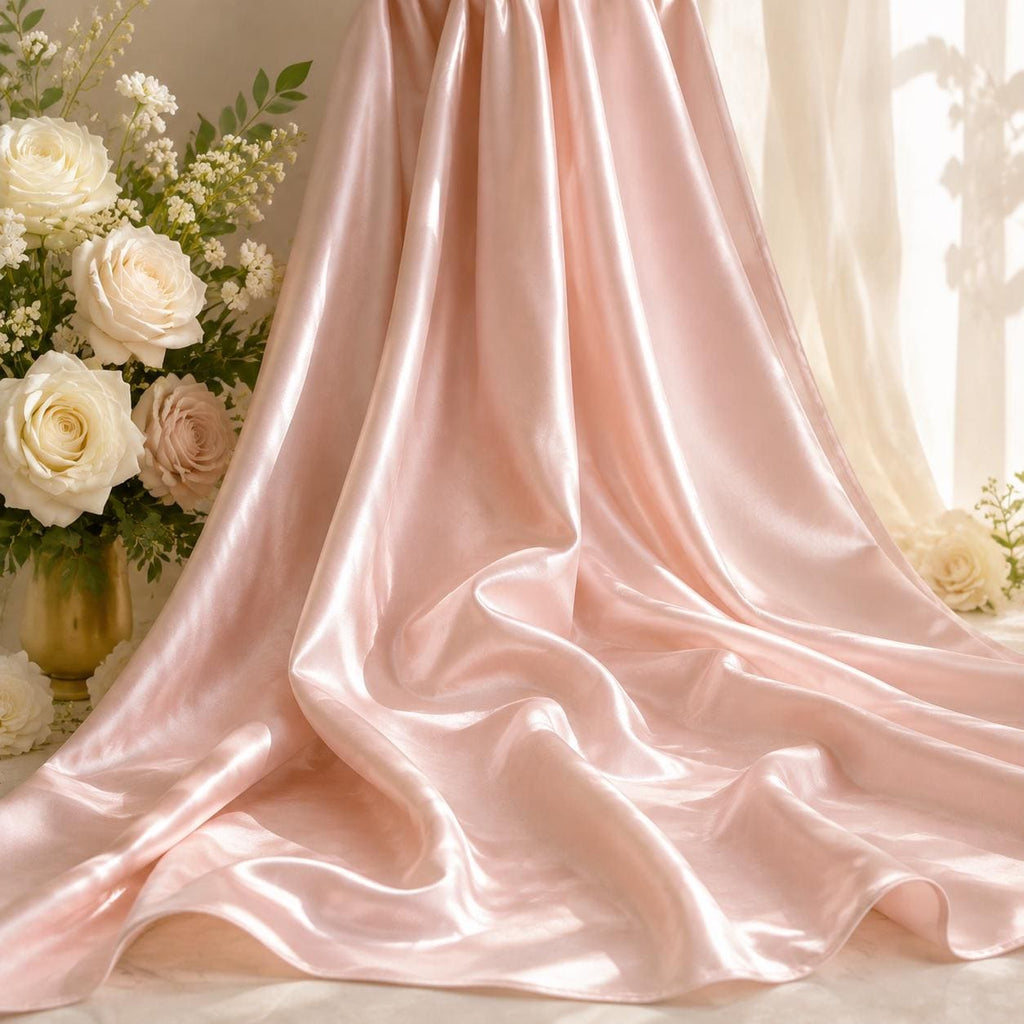 Blush Pink Satin Fabric by the Yard, Luxury Bridal Satin Fabric, Wedding Draping Fabric, Table Runner Fabric, Event Decoration Material