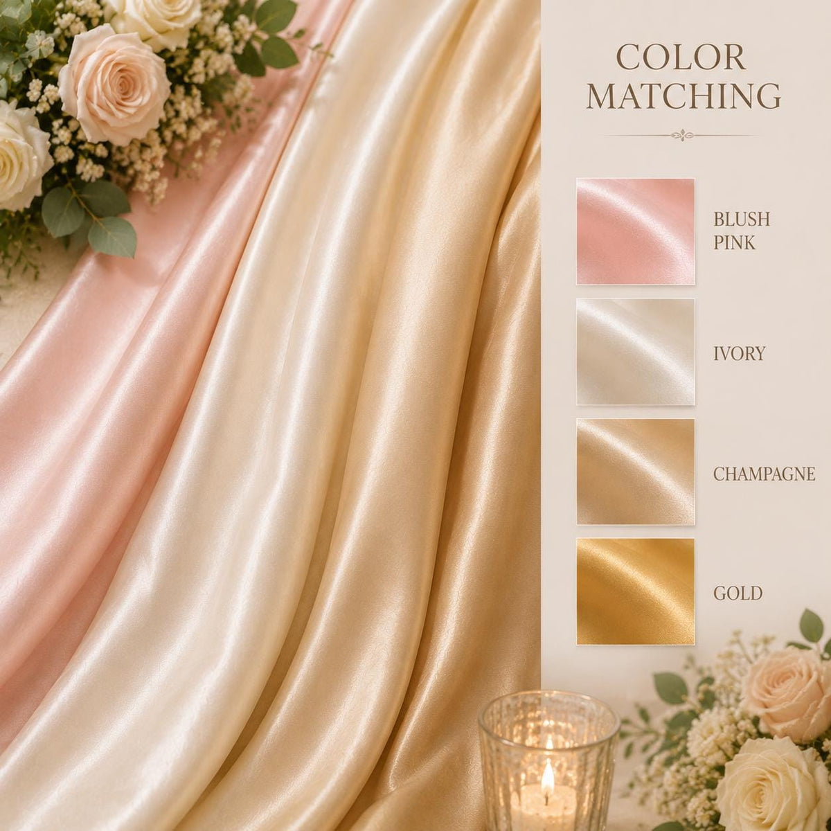 Blush Pink Satin Fabric by the Yard, Luxury Bridal Satin Fabric, Wedding Draping Fabric, Table Runner Fabric, Event Decoration Material