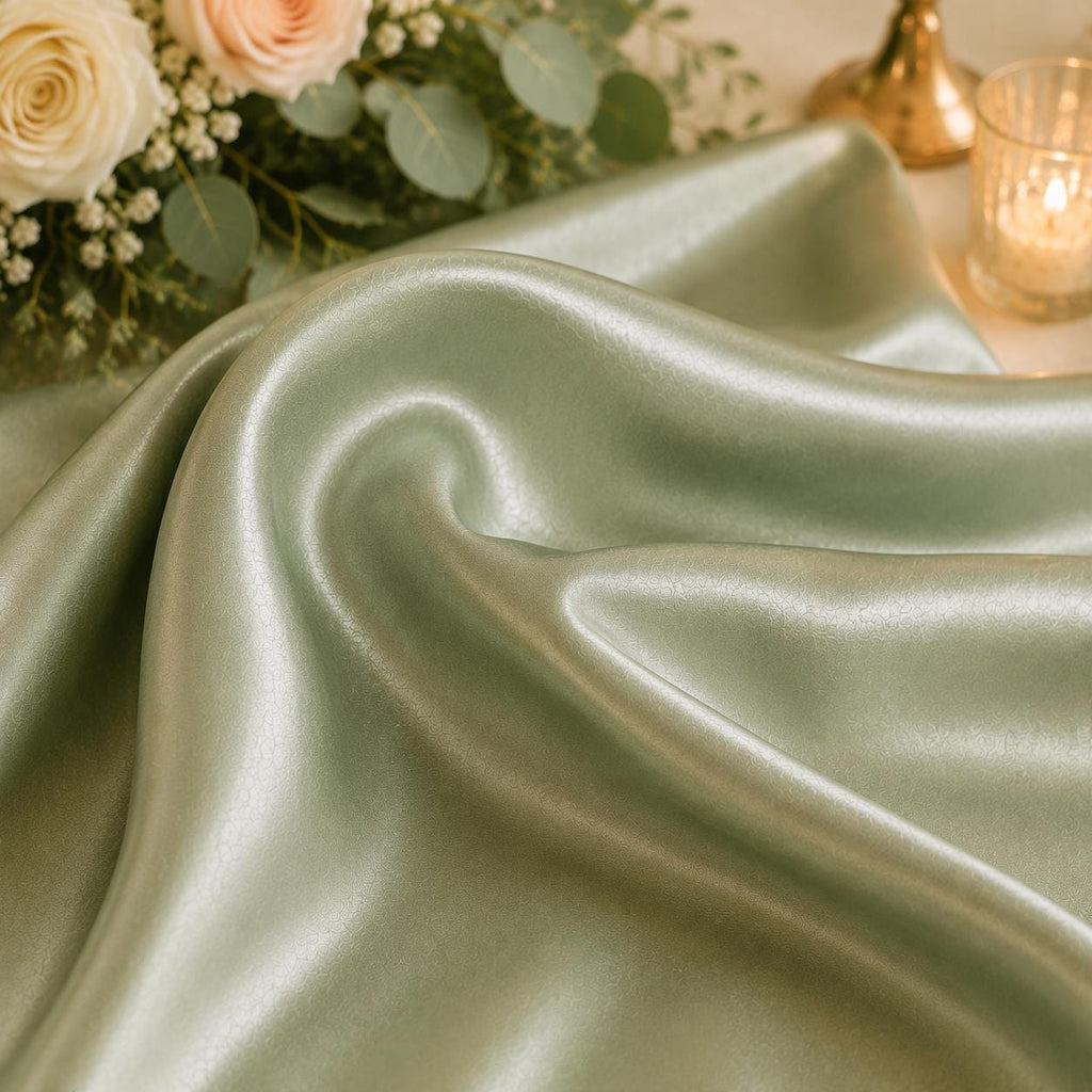 Sage Green Satin Fabric by the Yard for Wedding Decor