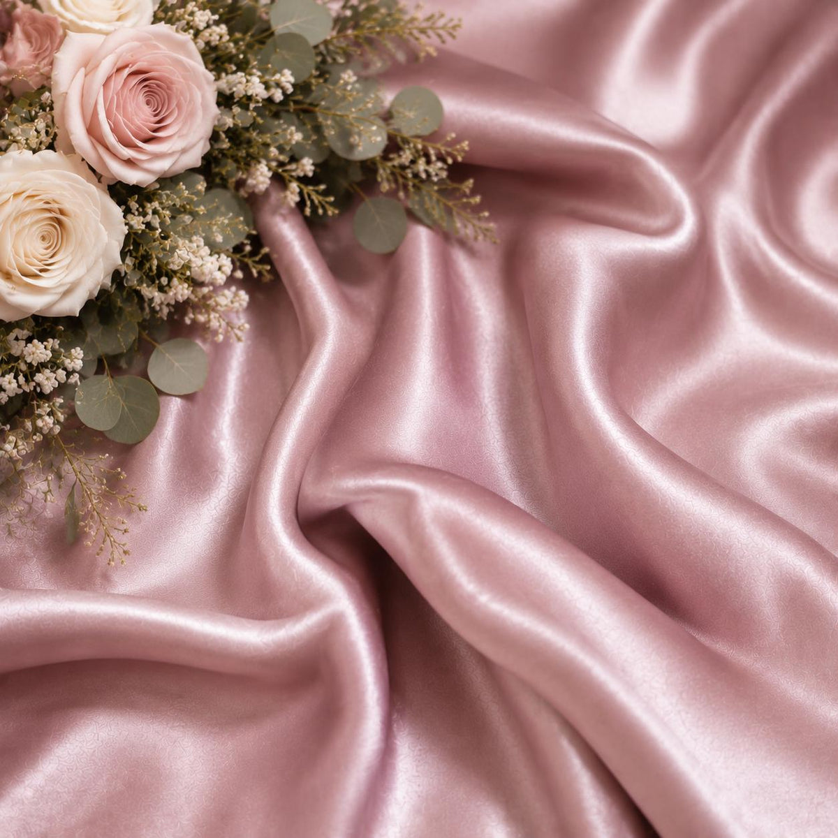 Dusty Rose Satin Fabric by the Yard for Dresses & Decor