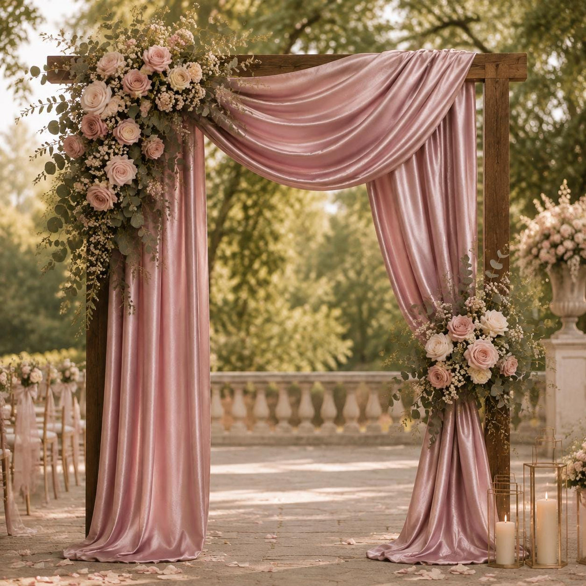 Dusty Rose Satin Fabric by the Yard for Dresses & Decor