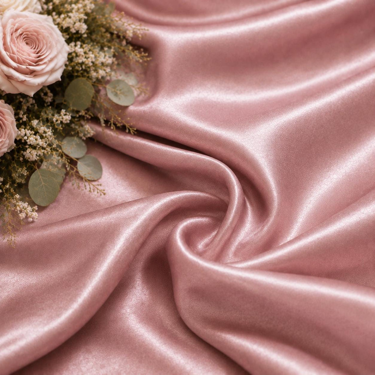 Dusty Rose Satin Fabric by the Yard for Dresses & Decor