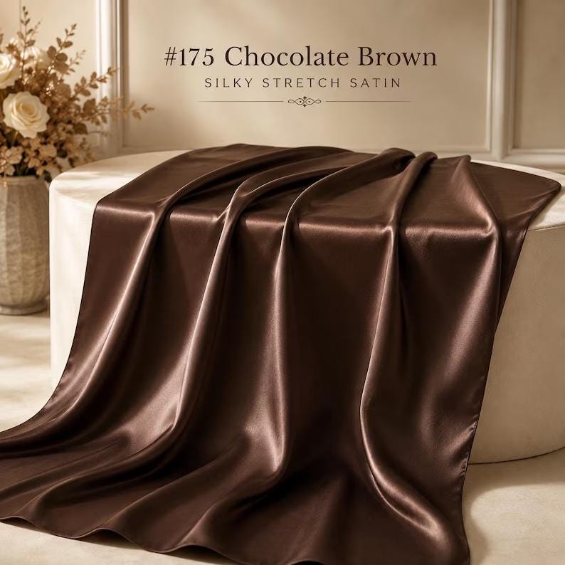 Chocolate Brown Satin Fabric by the Yard