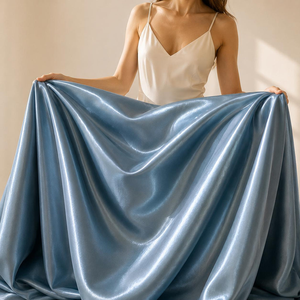 Luxury Liquid Bridal Satin Fabric by the Yard, Mirror Gloss Heavy Satin, Couture Wedding Dress Fabric, Premium Evening Gown Material