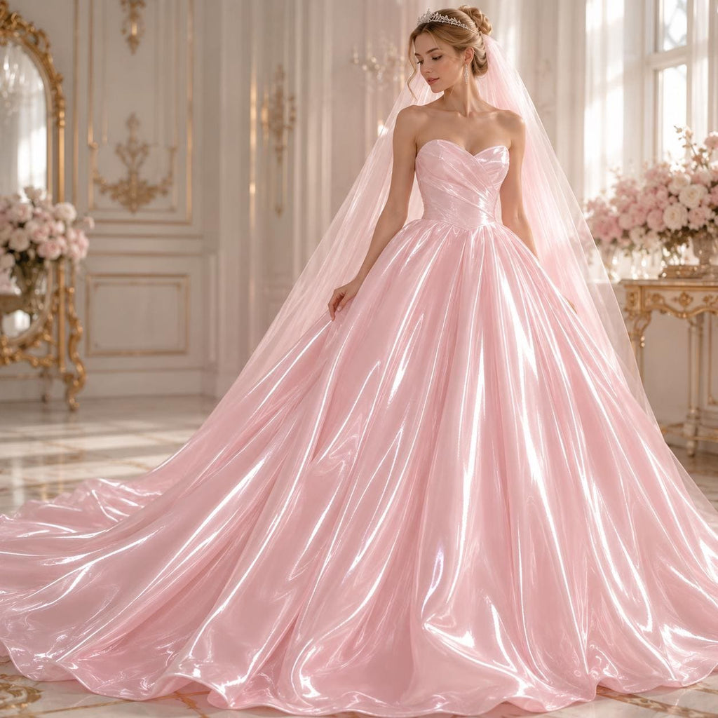 Blush Pink Liquid Bridal Satin Fabric by the Yard, Ultra Glossy Mirror Satin, Heavy Wedding Dress Fabric, Luxury Couture Evening Gown