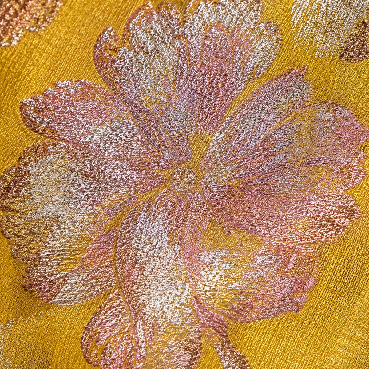 Gold Floral Jacquard Fabric by the Yard, Metallic Brocade for Evening Gowns & Couture Dresses
