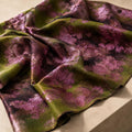 Olive Green Floral Jacquard Fabric by the Yard, Pink Metallic Brocade for Evening Gowns, Jackets & Couture
