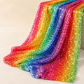 Rainbow Festival Fabric by the Yard, Glitter Ombre Sequin Mesh for Rave Outfit, Pride Costume, Dancewear, Performance Dress