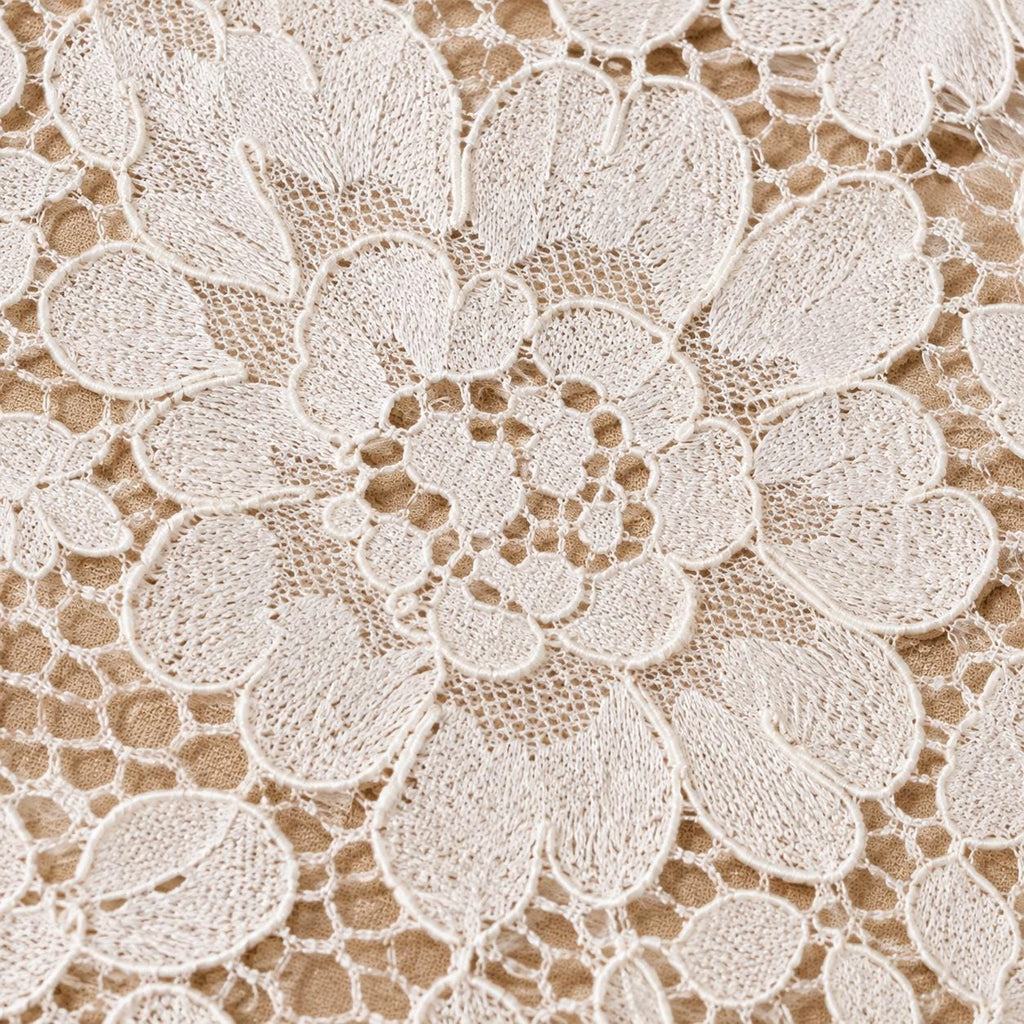 Ivory Floral Lace Fabric by the Yard, Corded Bridal Lace for Wedding Dress, Veil, Gown, Sleeves & Couture, 58–59 in Wide