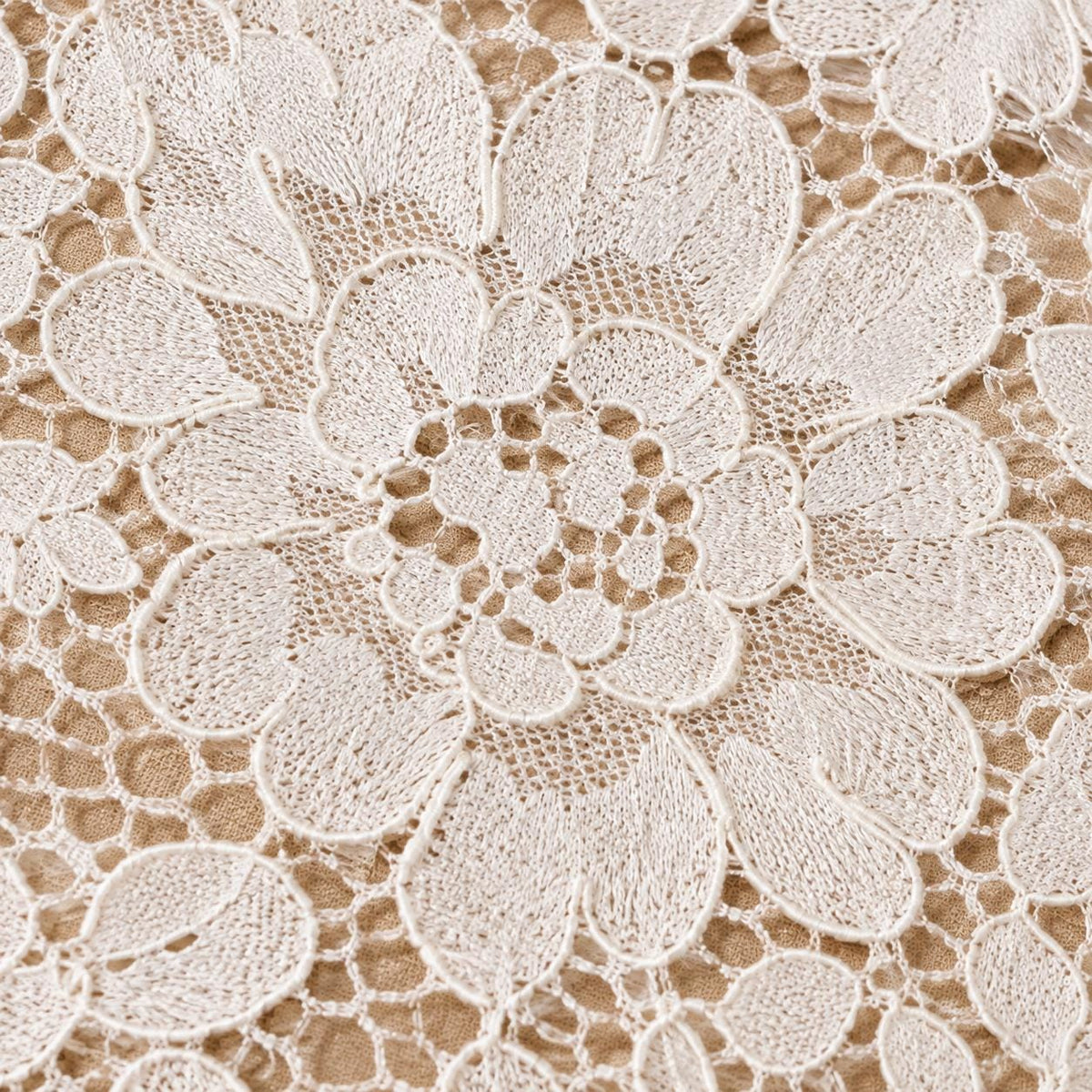 Ivory Floral Lace Fabric by the Yard, Corded Bridal Lace for Wedding Dress, Veil, Gown, Sleeves & Couture, 58–59 in Wide