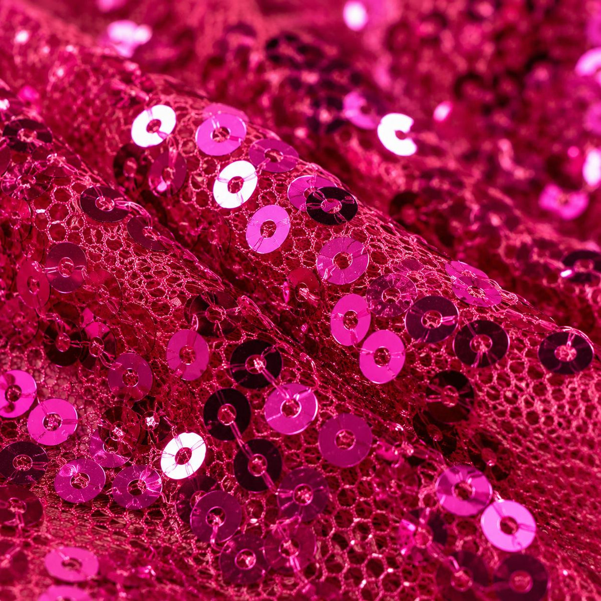 Hot Pink Mini Sequin Mesh Fabric by the Yard, Fuchsia Embroidered Glitter Tulle Fabric for Prom Dress, Evening Gown, Stage Costume & Bridal