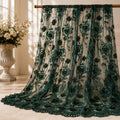 Emerald Sequin Mesh Lace Fabric, Floral Embroidered Lace by the Yard, Prom Dress Lace, Couture Evening Dress Fabric, Beaded Mesh