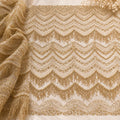 Luxury Couture Beaded Mesh Fabric, Gold Sequin Lace, Heavy Bridal Lace Fabric by the Yard, Designer Wedding Dress Fabric, Fringe Embroidery