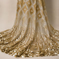 Gold Silver Geometric Sequin Fabric by the Yard, Luxury Metallic Mesh Fabric for Evening Gown, Prom Dress, Formal Wear, 52 Inch Wide