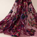 Burgundy Floral Beaded Sequin Lace Fabric by the Yard, Multicolor Embroidered Mesh for Prom Dress, Evening Gown & Couture