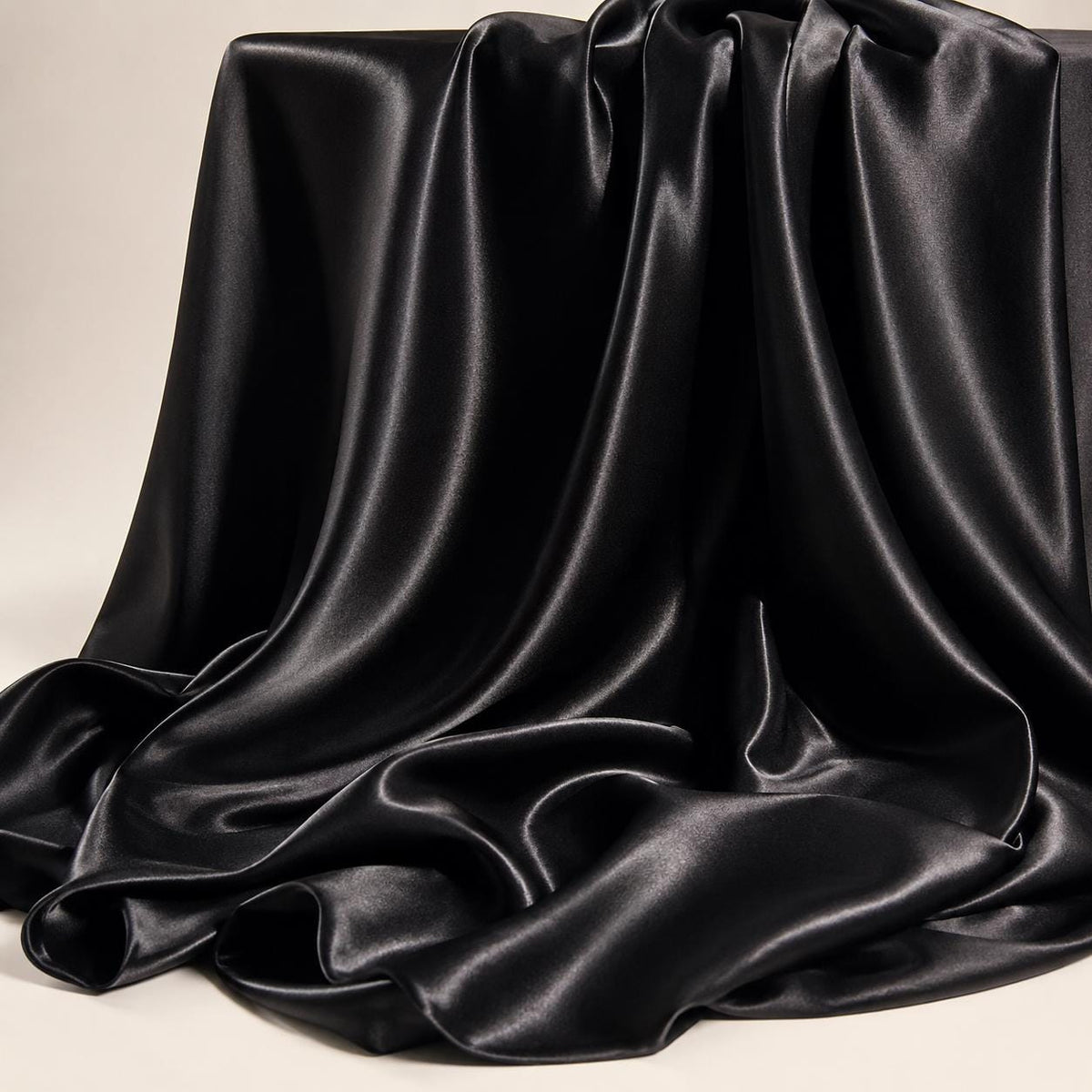 Black Stretch Satin Fabric by the Yard, Luxury Bridal Satin Fabric, Silky Dress Fabric, Wedding Decoration Fabric, Event Draping Fabric